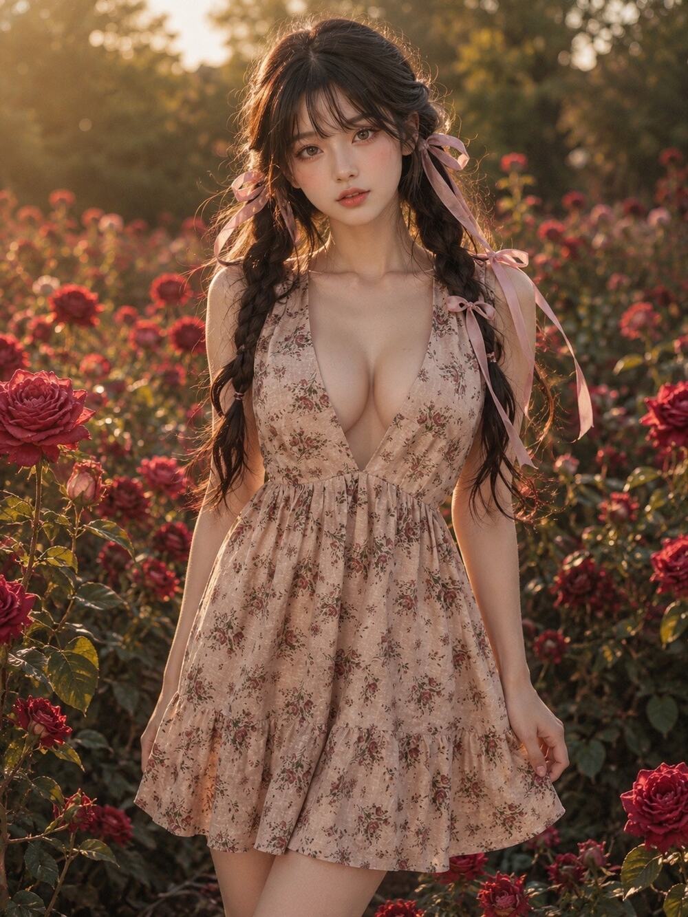 House of Harlow Blushing Blooms cottagecore babydoll floral open back mini dress